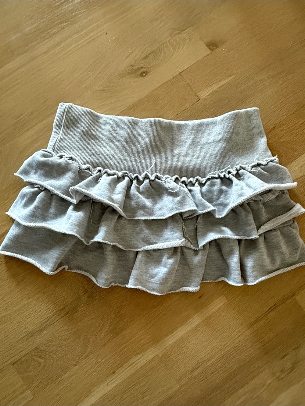 Edikted Light Gray Ruffle Mini Skirt